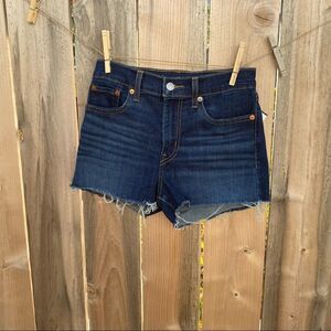 LEVI'S High Rise Raw Hem Denim Short Women size 25